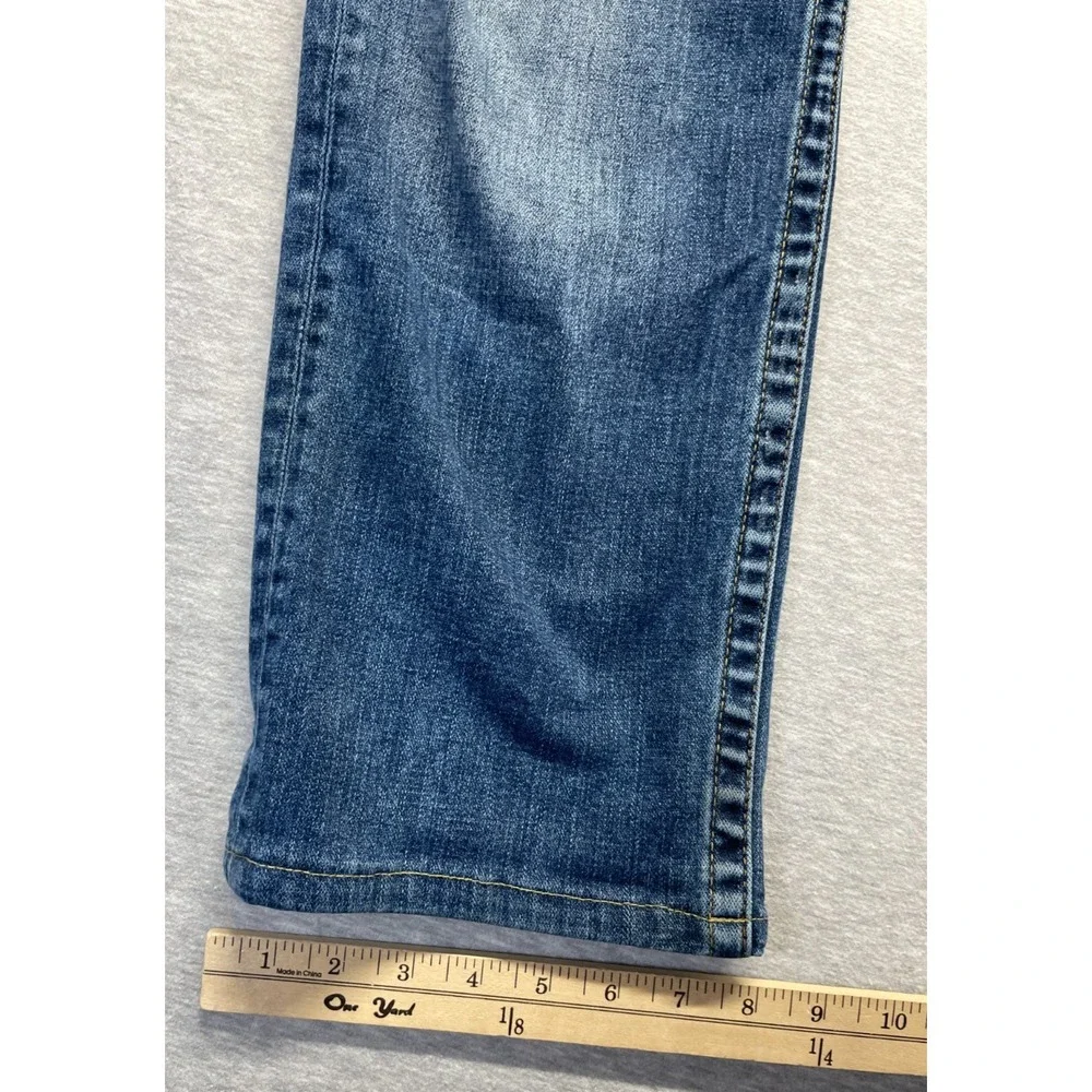 True Religion Jeans Men 36 Blue Medium Wash Denim Cotton Straight Leg Distressed